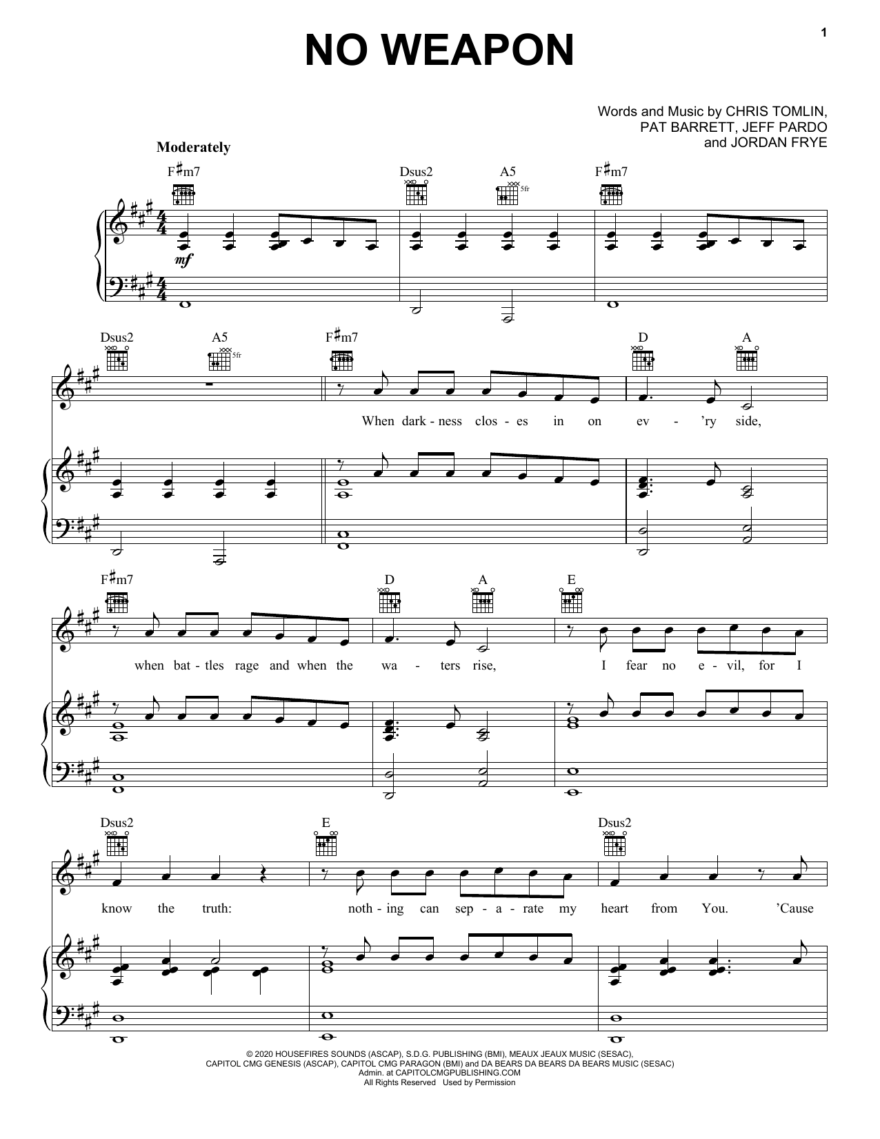 Pat Barrett No Weapon Sheet Music Notes & Chords for Piano, Vocal & Guitar (Right-Hand Melody) - Download or Print PDF