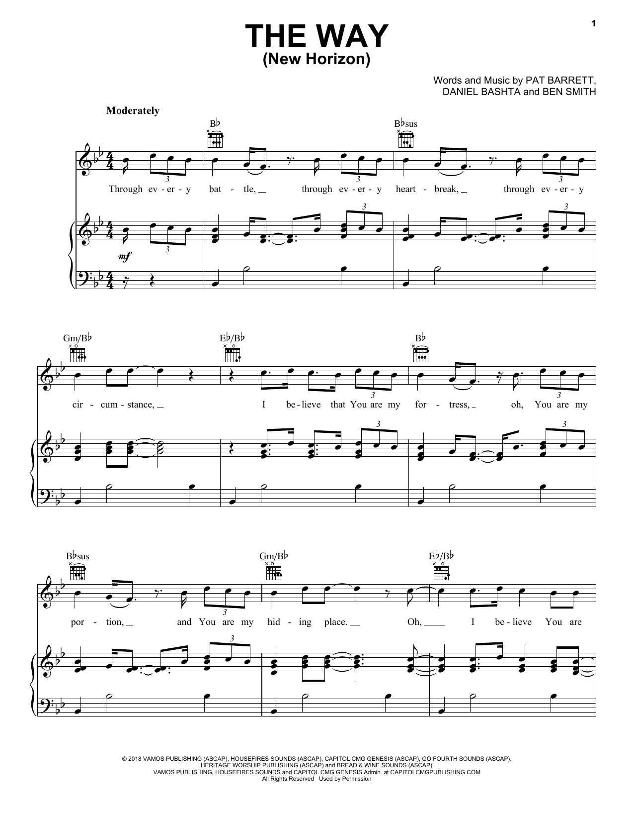 Pat Barrett The Way (New Horizon) Sheet Music Notes & Chords for Piano, Vocal & Guitar (Right-Hand Melody) - Download or Print PDF