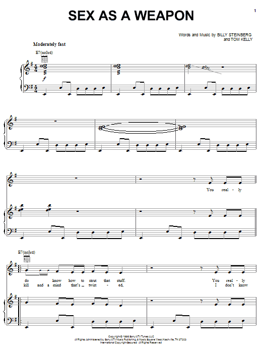 Pat Benatar Sex As A Weapon Sheet Music Notes & Chords for Piano, Vocal & Guitar (Right-Hand Melody) - Download or Print PDF