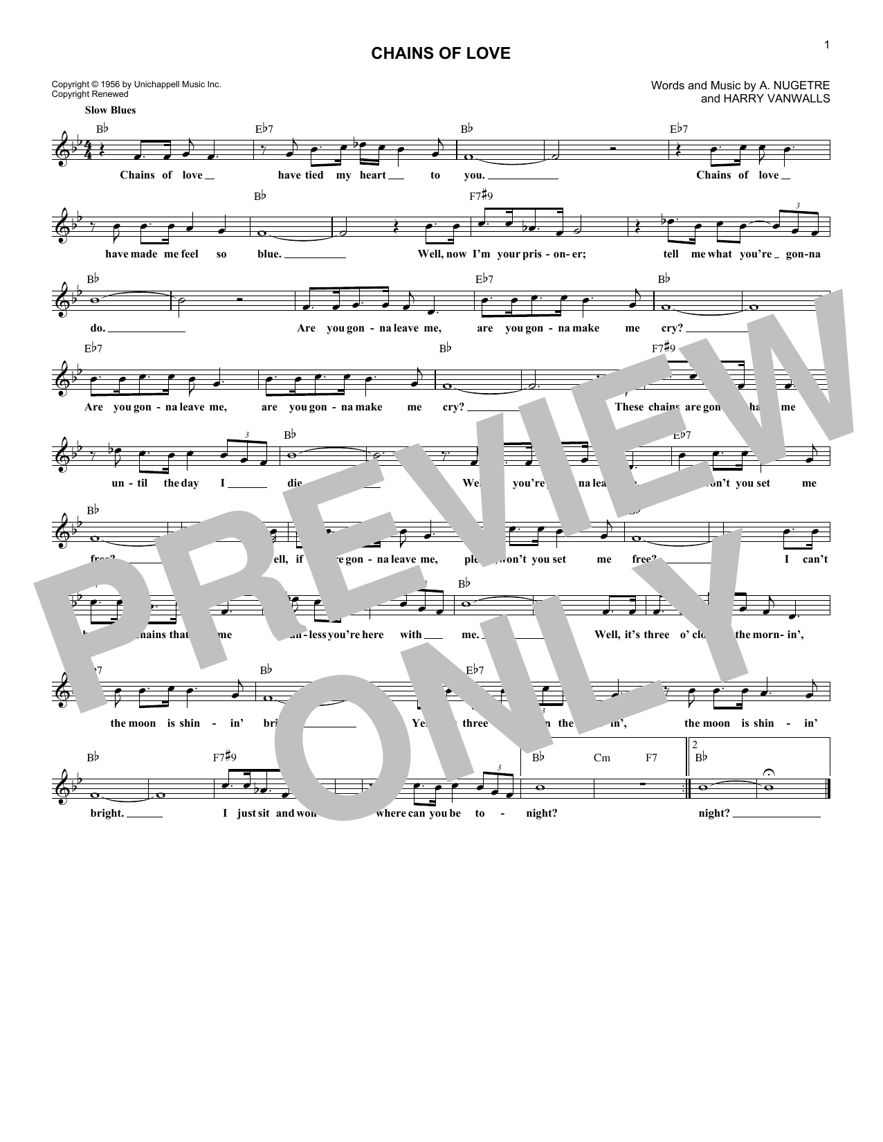 Pat Boone Chains Of Love Sheet Music Notes & Chords for Melody Line, Lyrics & Chords - Download or Print PDF Pat Boone Chains Of Love Sheet Music Notes & Chords for Melody Line, Lyrics & Chords - Download or Print PDF