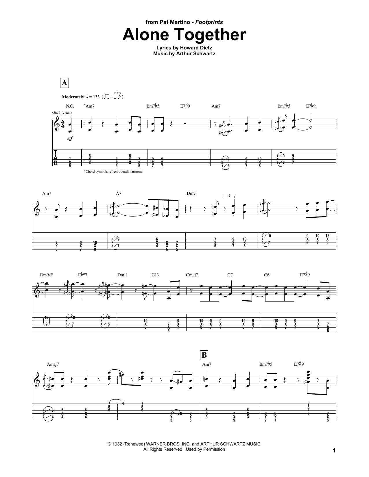 Pat Martino Alone Together Sheet Music Notes & Chords for Guitar Tab - Download or Print PDF