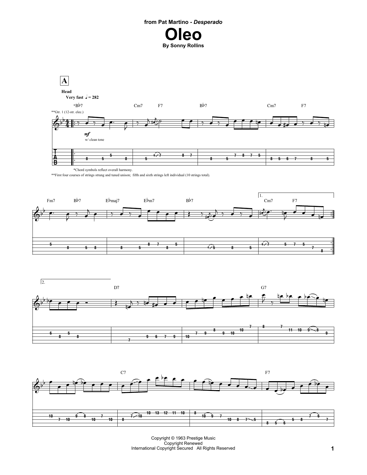 Pat Martino Oleo Sheet Music Notes & Chords for Guitar Tab - Download or Print PDF