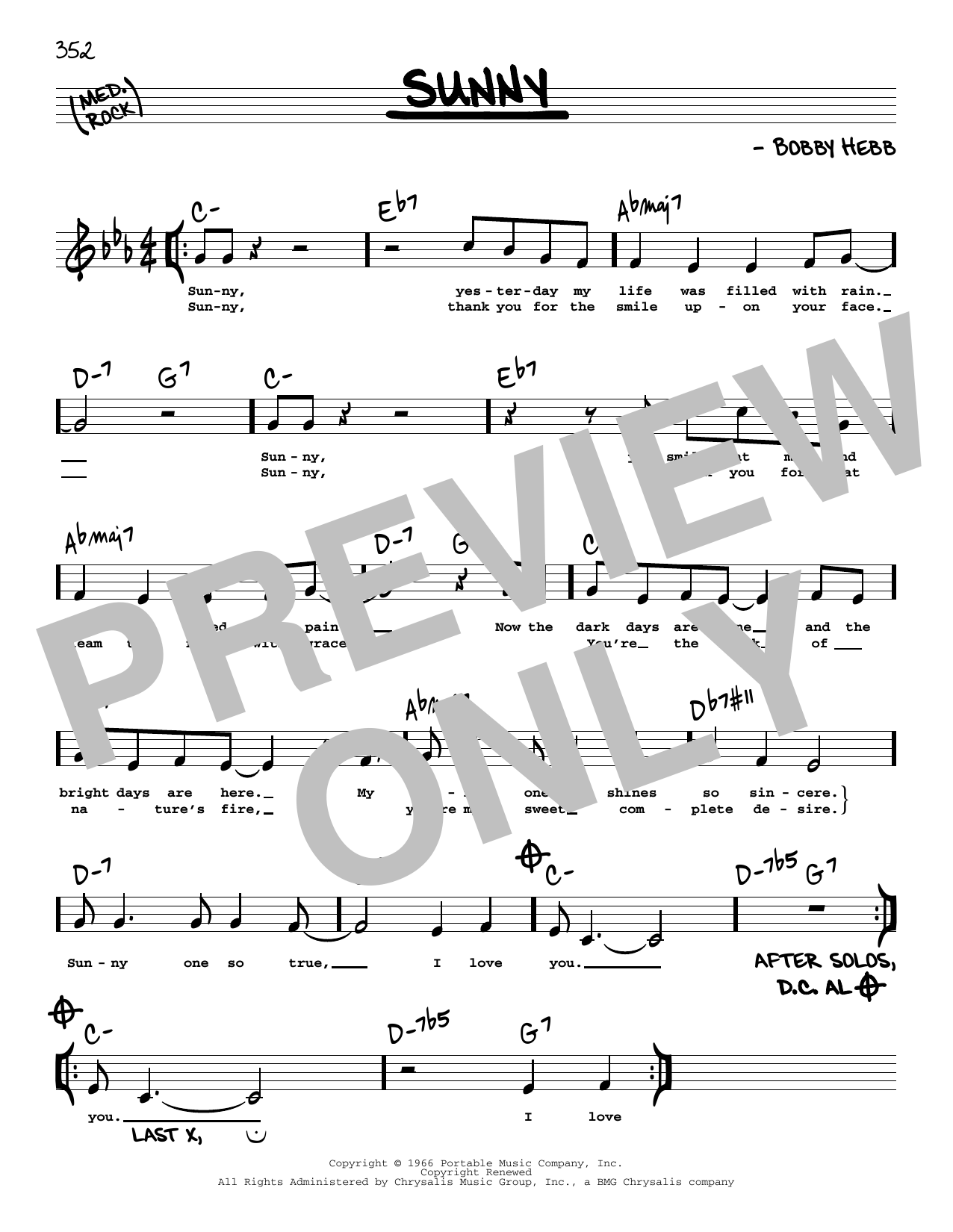 Pat Martino Sunny (High Voice) Sheet Music Notes & Chords for Real Book – Melody, Lyrics & Chords - Download or Print PDF