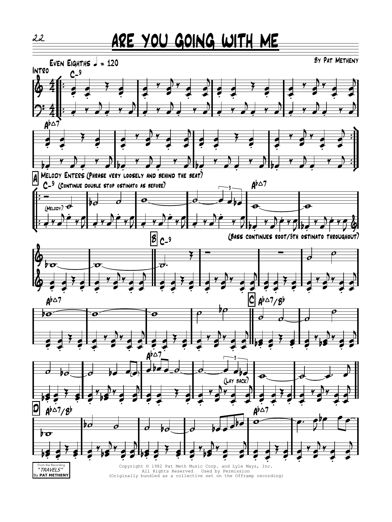 Pat Metheny Are You Going With Me? Sheet Music Notes & Chords for Piano Solo - Download or Print PDF