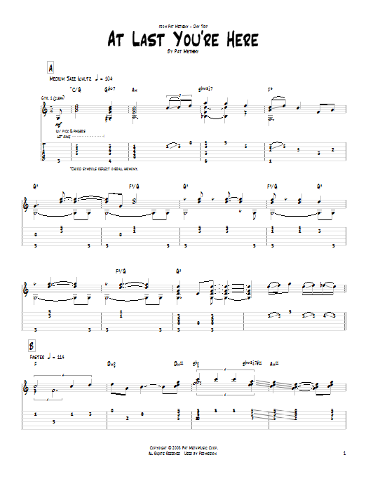 Pat Metheny At Last You're Here Sheet Music Notes & Chords for Real Book – Melody & Chords - Download or Print PDF
