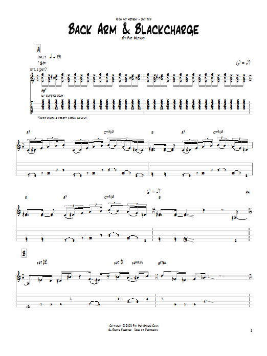 Pat Metheny Back Arm & Blackcharge Sheet Music Notes & Chords for Guitar Tab - Download or Print PDF