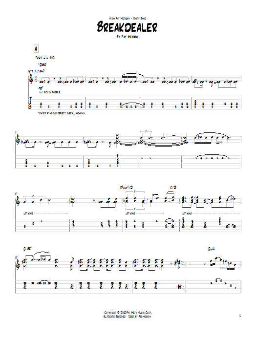 Pat Metheny Breakdealer Sheet Music Notes & Chords for Guitar Tab - Download or Print PDF