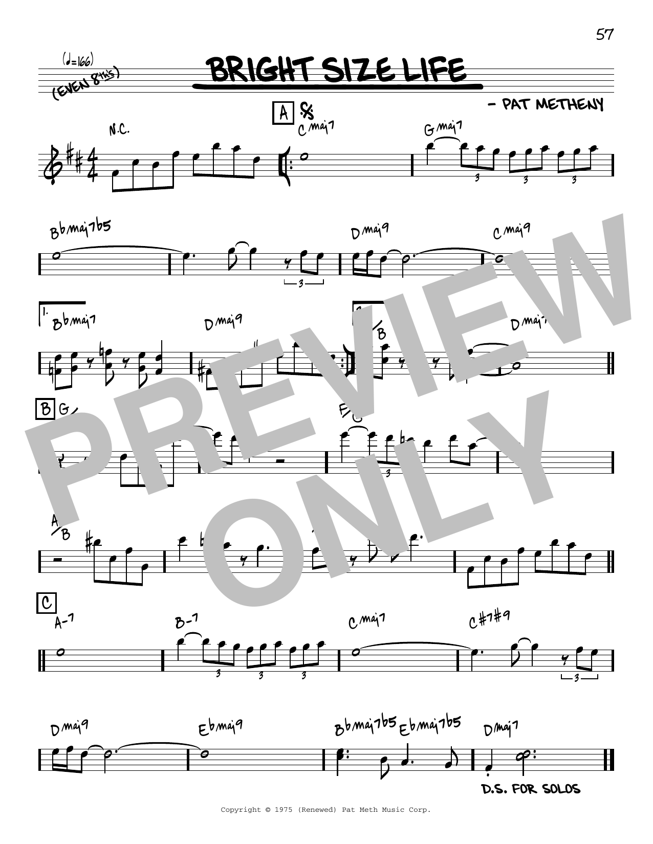 Pat Metheny Bright Size Life [Reharmonized version] (arr. Jack Grassel) Sheet Music Notes & Chords for Real Book – Melody & Chords - Download or Print PDF