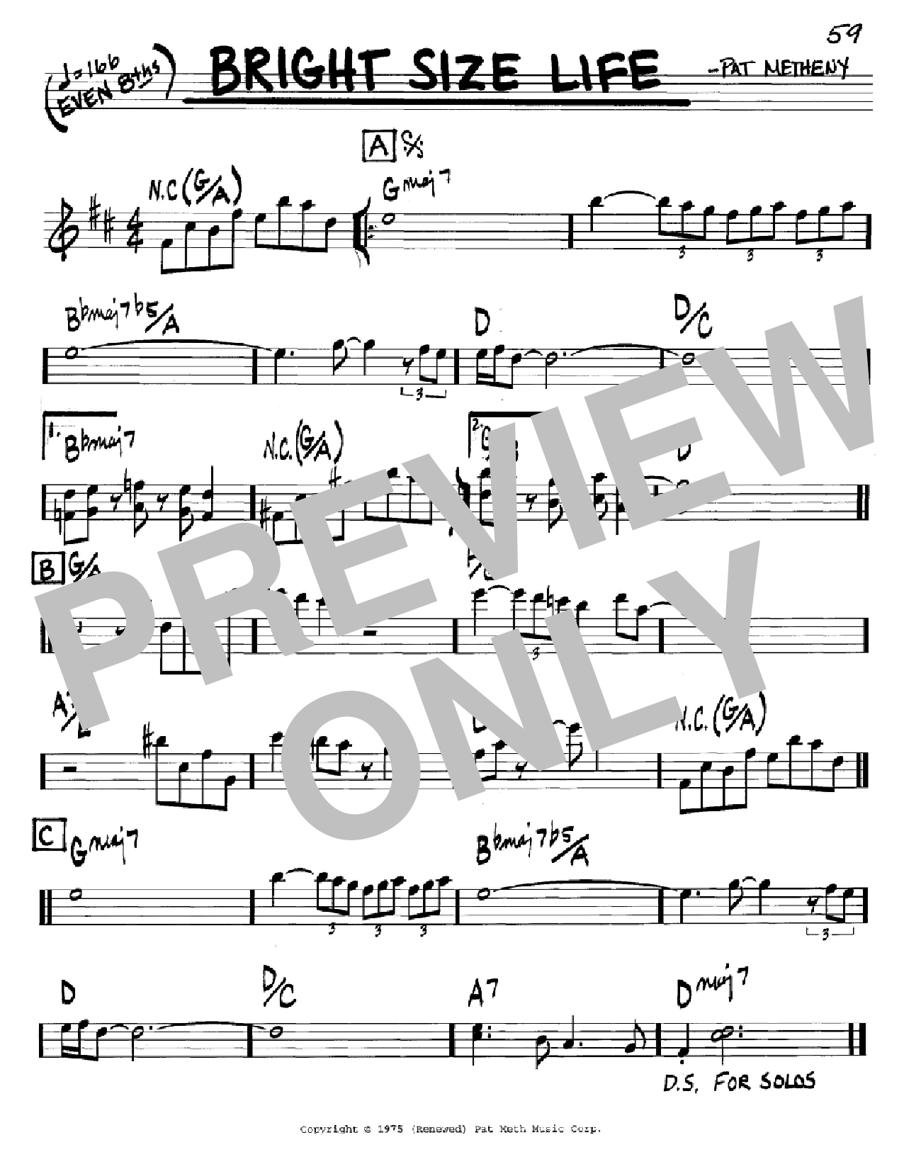 Pat Metheny Bright Size Life Sheet Music Notes & Chords for Guitar Tab - Download or Print PDF