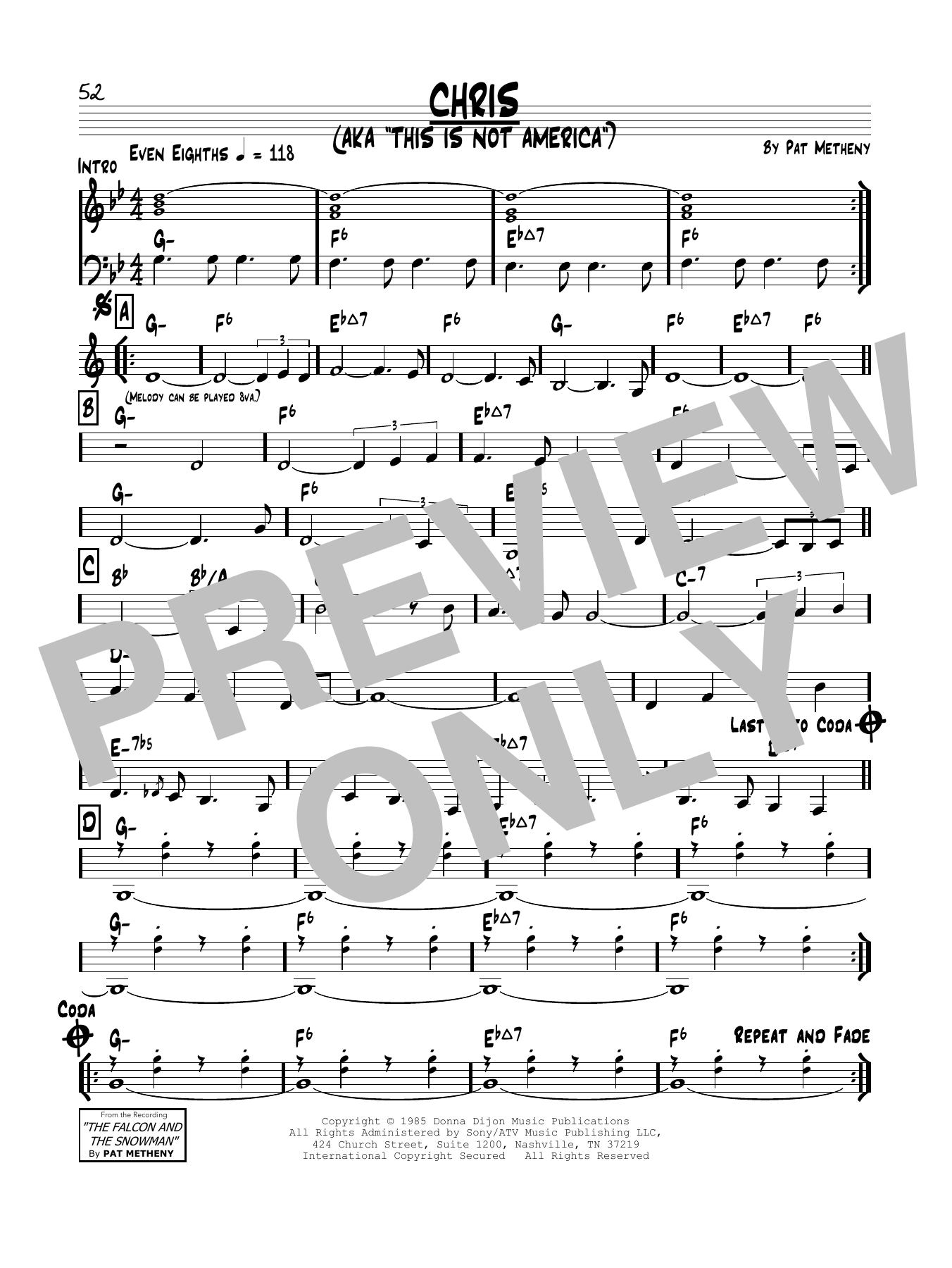 Pat Metheny Chris Sheet Music Notes & Chords for Real Book – Melody & Chords - Download or Print PDF