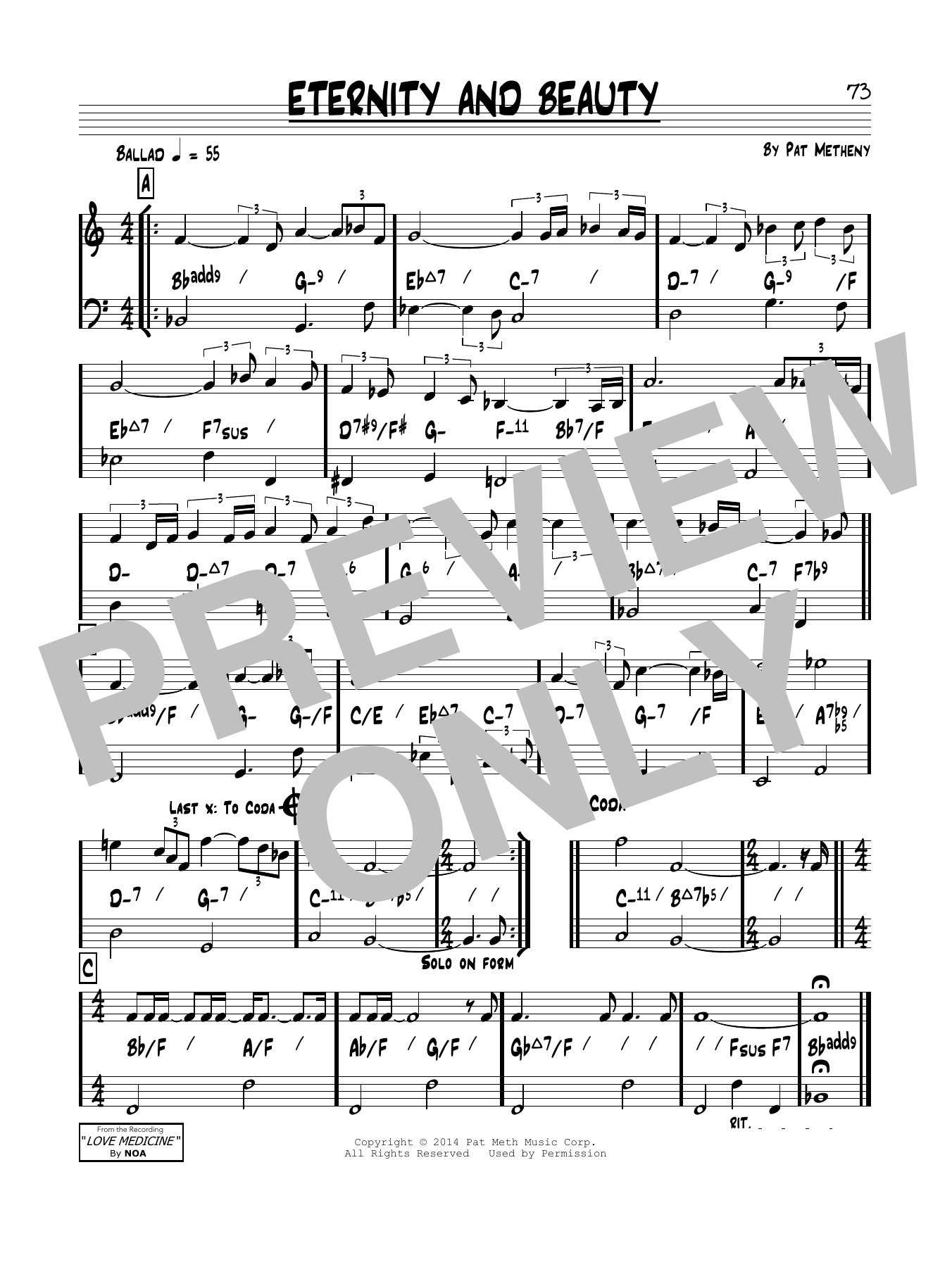 Pat Metheny Eternity & Beauty Sheet Music Notes & Chords for Real Book – Melody & Chords - Download or Print PDF