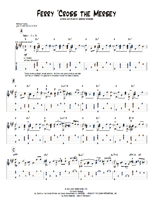 Pat Metheny Ferry 'Cross The Mersey Sheet Music Notes & Chords for Guitar Tab - Download or Print PDF