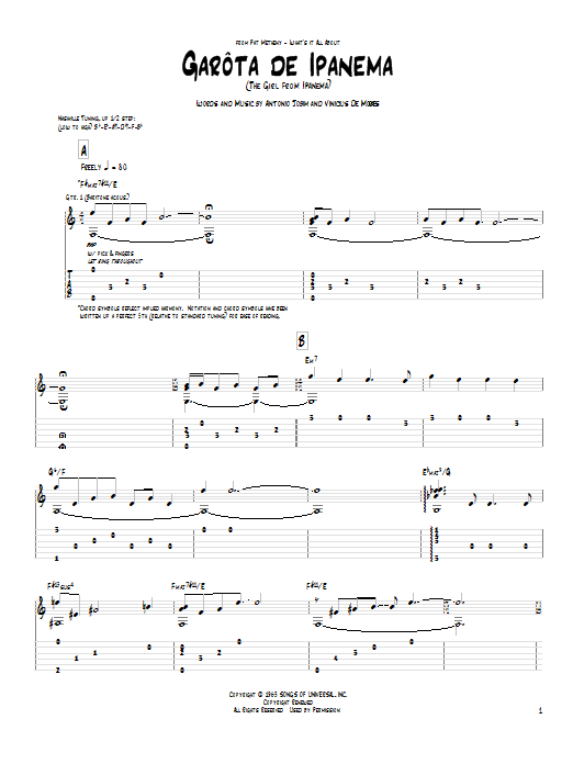 Pat Metheny Garota De Ipanema Sheet Music Notes & Chords for Guitar Tab - Download or Print PDF