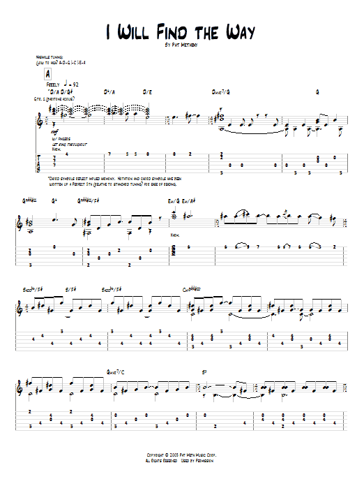 Pat Metheny I Will Find The Way Sheet Music Notes & Chords for Guitar Tab - Download or Print PDF