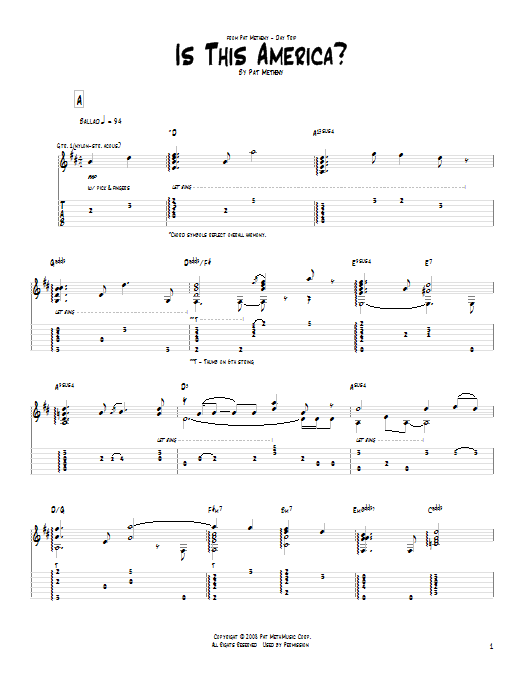 Pat Metheny Is This America? Sheet Music Notes & Chords for Real Book – Melody & Chords - Download or Print PDF