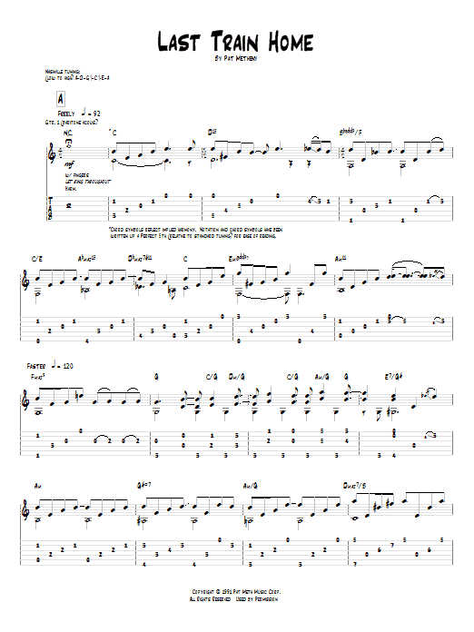Pat Metheny Last Train Home Sheet Music Notes & Chords for Real Book – Melody & Chords - Download or Print PDF
