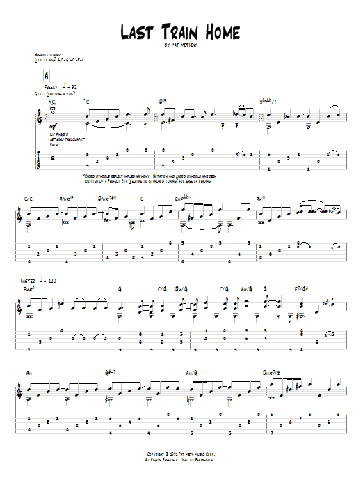 Pat Metheny Last Train Home Sheet Music Notes & Chords for Piano Solo - Download or Print PDF