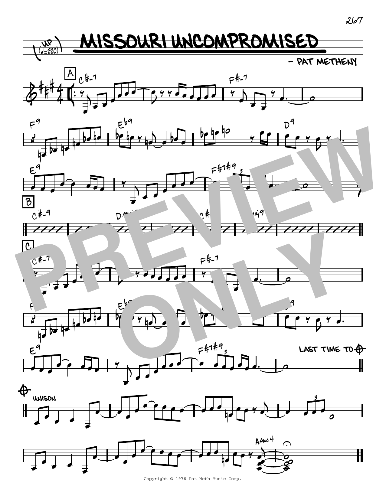 Pat Metheny Missouri Uncompromised [Reharmonized version] (arr. Jack Grassel) Sheet Music Notes & Chords for Real Book – Melody & Chords - Download or Print PDF