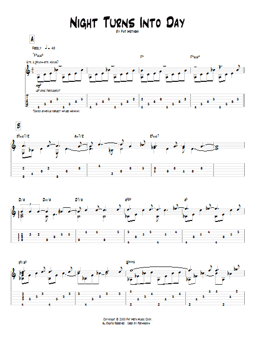 Pat Metheny Night Turns Into Day Sheet Music Notes & Chords for Real Book – Melody & Chords - Download or Print PDF