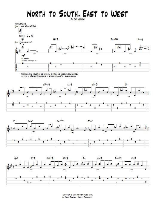 Pat Metheny North To South, East To West Sheet Music Notes & Chords for Guitar Tab - Download or Print PDF