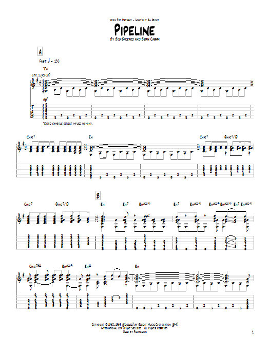 Pat Metheny Pipeline Sheet Music Notes & Chords for Guitar Tab - Download or Print PDF