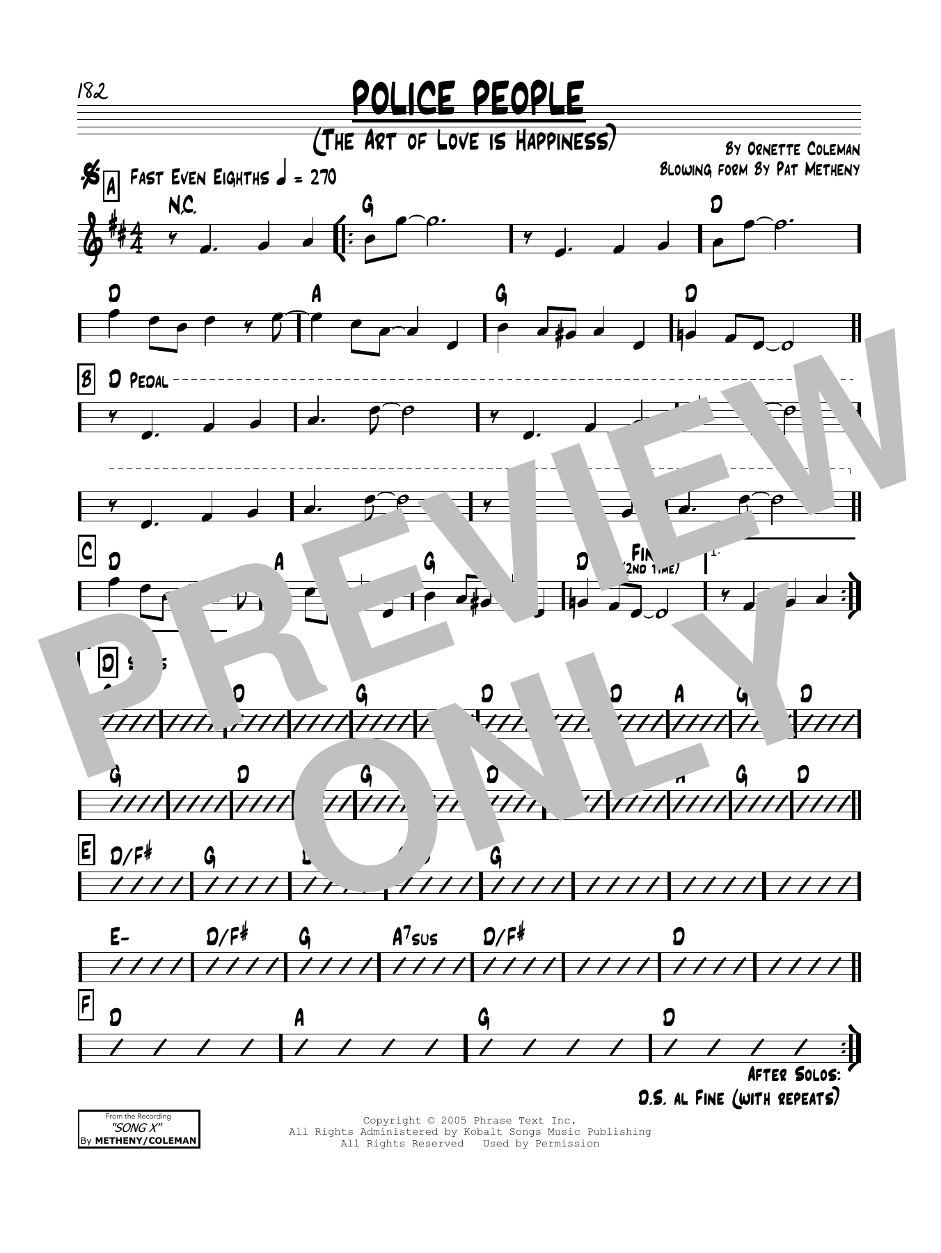 Pat Metheny Police People (The Art Of Love Is Happiness) Sheet Music Notes & Chords for Real Book – Melody & Chords - Download or Print PDF