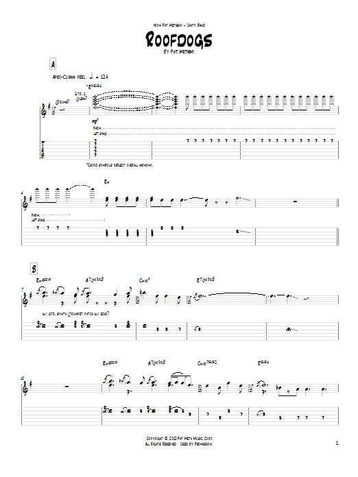 Pat Metheny Roofdogs Sheet Music Notes & Chords for Guitar Tab - Download or Print PDF