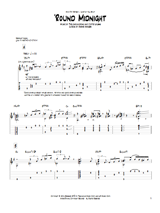 Pat Metheny 'Round Midnight Sheet Music Notes & Chords for Guitar Tab - Download or Print PDF