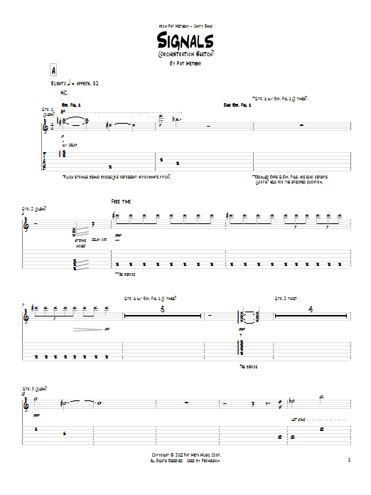 Pat Metheny Signals (Orchestrion Sketch) Sheet Music Notes & Chords for Guitar Tab - Download or Print PDF