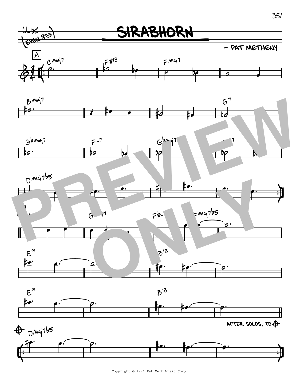 Pat Metheny Sirabhorn [Reharmonized version] (arr. Jack Grassel) Sheet Music Notes & Chords for Real Book – Melody & Chords - Download or Print PDF
