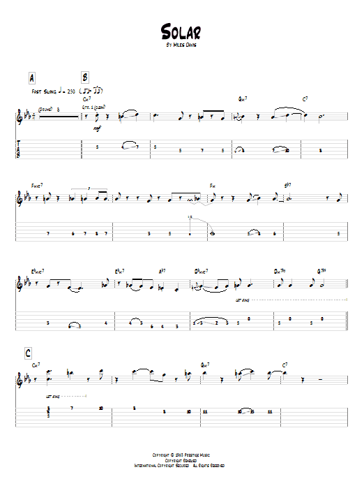 Pat Metheny Solar Sheet Music Notes & Chords for Guitar Tab - Download or Print PDF