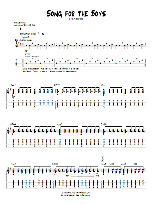 Pat Metheny Song For The Boys Sheet Music Notes & Chords for Guitar Tab - Download or Print PDF