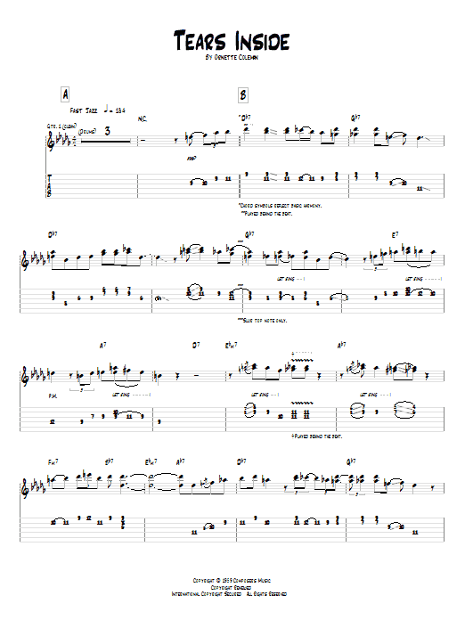 Pat Metheny Tears Inside Sheet Music Notes & Chords for Guitar Tab - Download or Print PDF