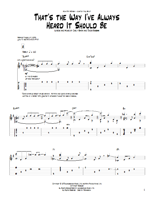 Pat Metheny That's The Way I've Always Heard It Should Be Sheet Music Notes & Chords for Guitar Tab - Download or Print PDF