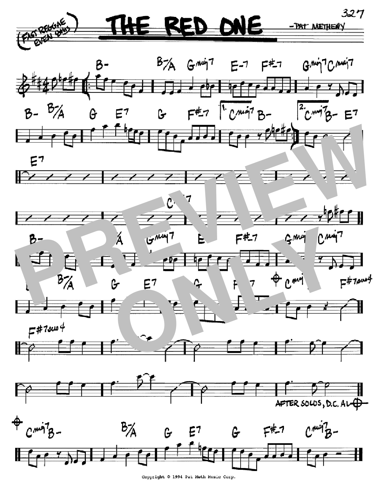 Pat Metheny The Red One Sheet Music Notes & Chords for Real Book - Melody & Chords - C Instruments - Download or Print PDF
