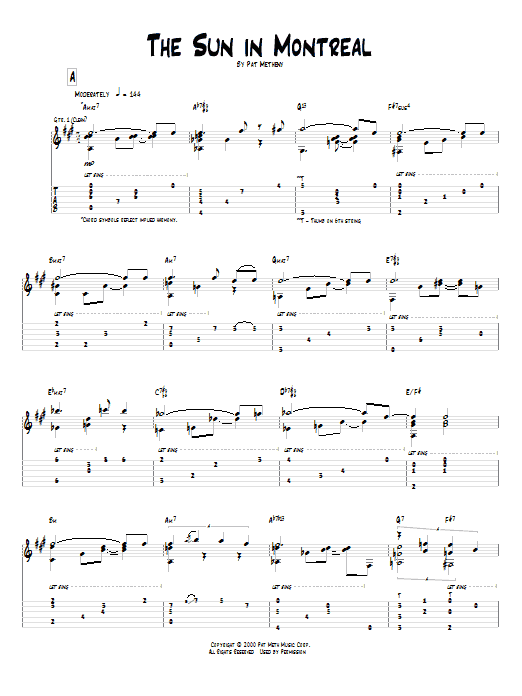 Pat Metheny The Sun In Montreal Sheet Music Notes & Chords for Guitar Tab - Download or Print PDF