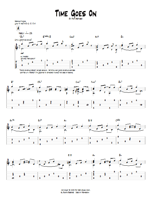 Pat Metheny Time Goes On Sheet Music Notes & Chords for Guitar Tab - Download or Print PDF
