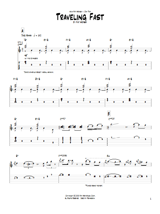 Pat Metheny Traveling Fast Sheet Music Notes & Chords for Real Book – Melody & Chords - Download or Print PDF