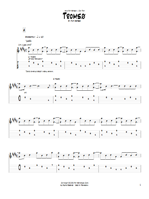 Pat Metheny Tromso Sheet Music Notes & Chords for Guitar Tab - Download or Print PDF