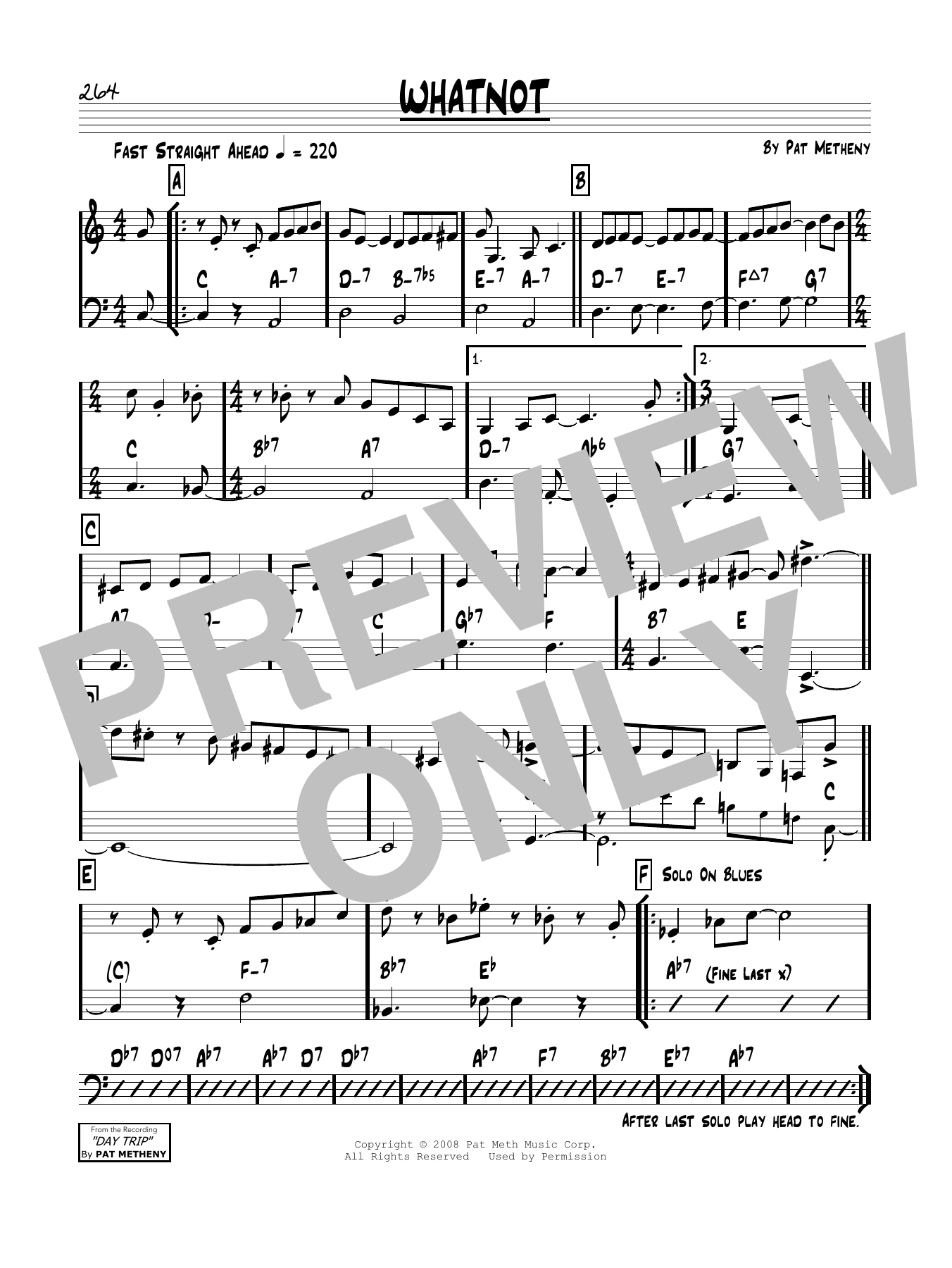 Pat Metheny Whatnot Sheet Music Notes & Chords for Real Book – Melody & Chords - Download or Print PDF