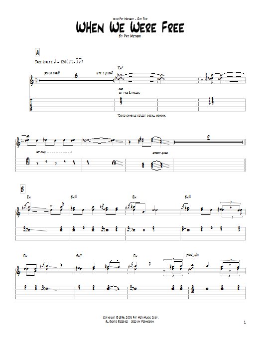 Pat Metheny When We Were Free Sheet Music Notes & Chords for Real Book – Melody & Chords - Download or Print PDF