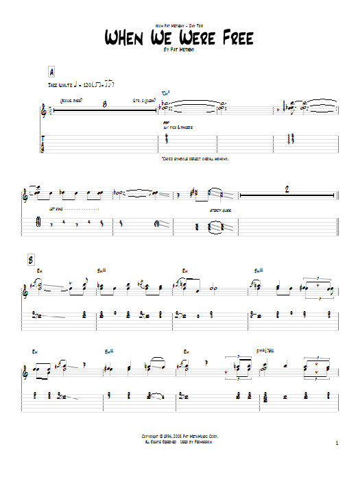 Pat Metheny When We Were Free Sheet Music Notes & Chords for Guitar Tab - Download or Print PDF
