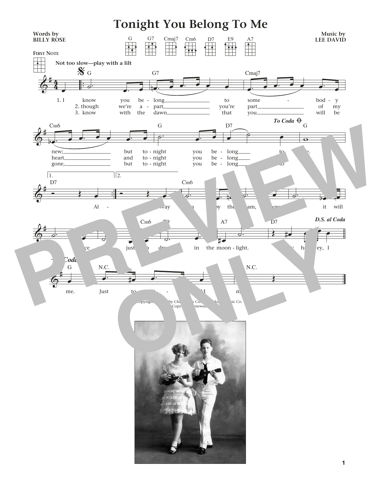 Patience & Prudence Tonight You Belong To Me (from The Daily Ukulele) (arr. Liz and Jim Beloff) Sheet Music Notes & Chords for Ukulele - Download or Print PDF