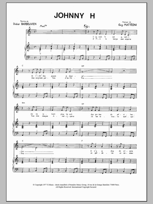 Patricia Ferrari Johnny H Sheet Music Notes & Chords for Piano & Vocal - Download or Print PDF