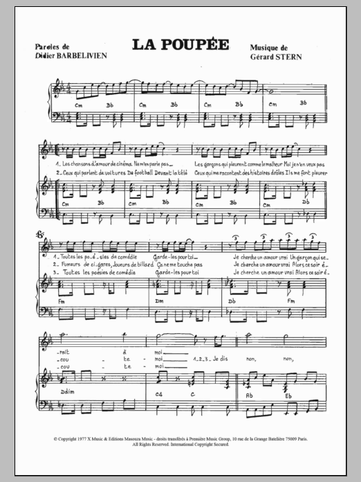 Patricia Ferrari La Poupee Sheet Music Notes & Chords for Piano & Vocal - Download or Print PDF