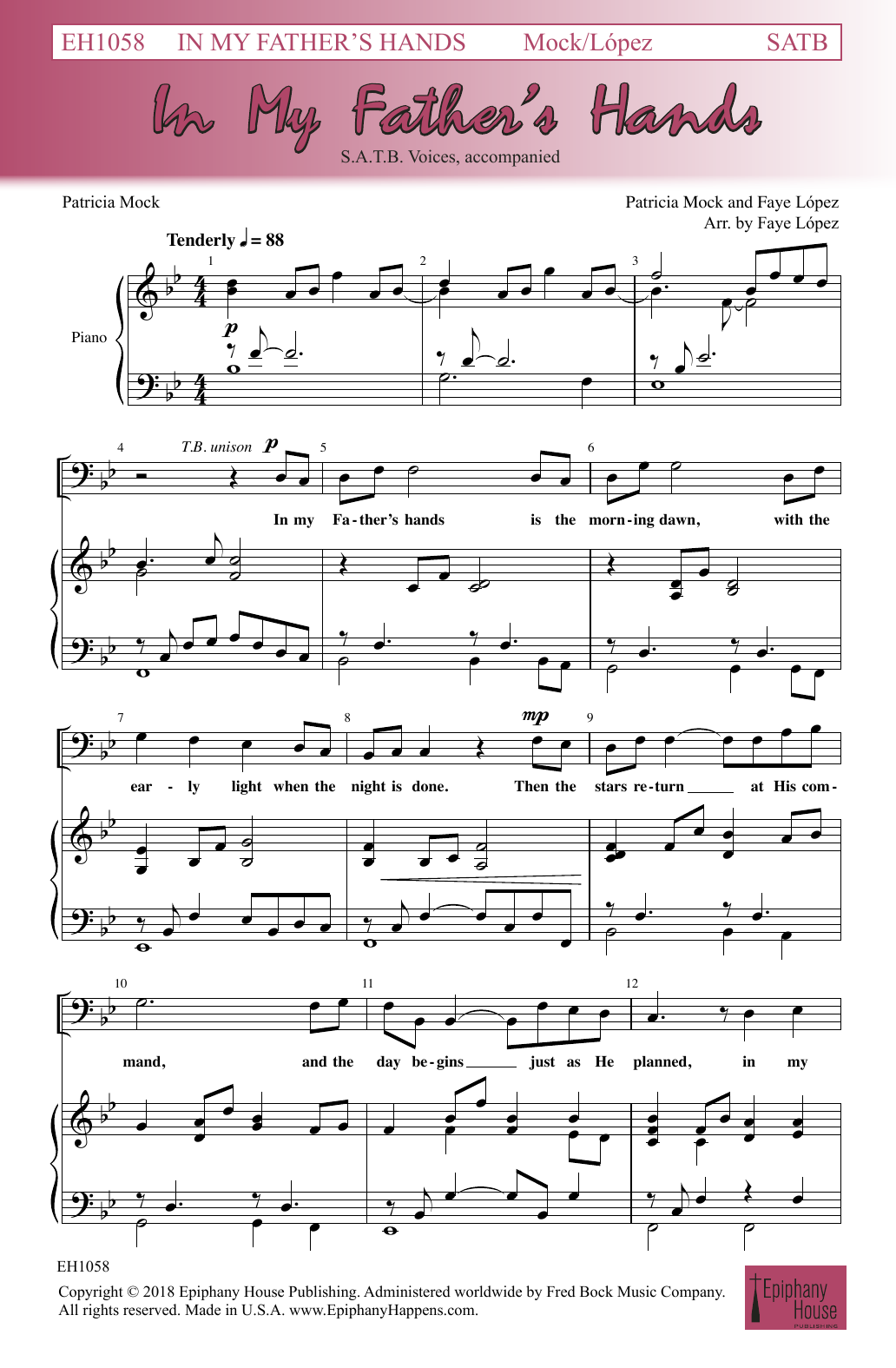 Patricia Mock & Faye Lopez In My Father's Hands (arr. Faye Lopez) Sheet Music Notes & Chords for SATB Choir - Download or Print PDF