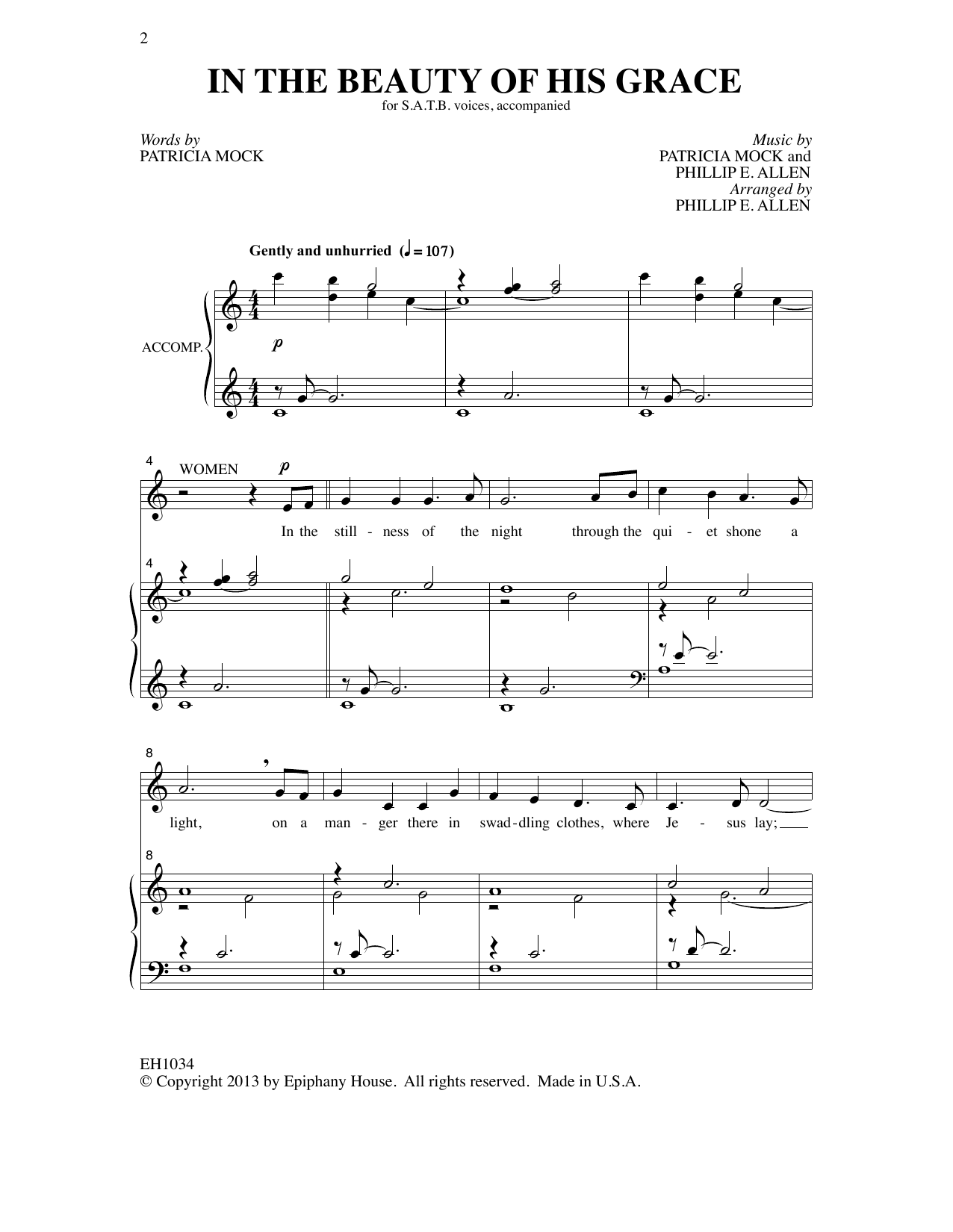 Patricia Mock & Phillip E. Allen In The Beauty Of His Grace (arr. Phillip E. Allen) Sheet Music Notes & Chords for SATB Choir - Download or Print PDF