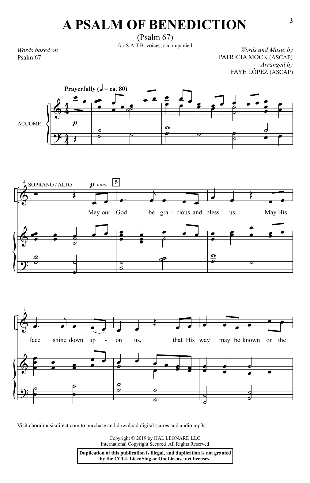 Patricia Mock A Psalm Of Benediction (Psalm 67) (arr. Faye Lopez) Sheet Music Notes & Chords for SATB Choir - Download or Print PDF