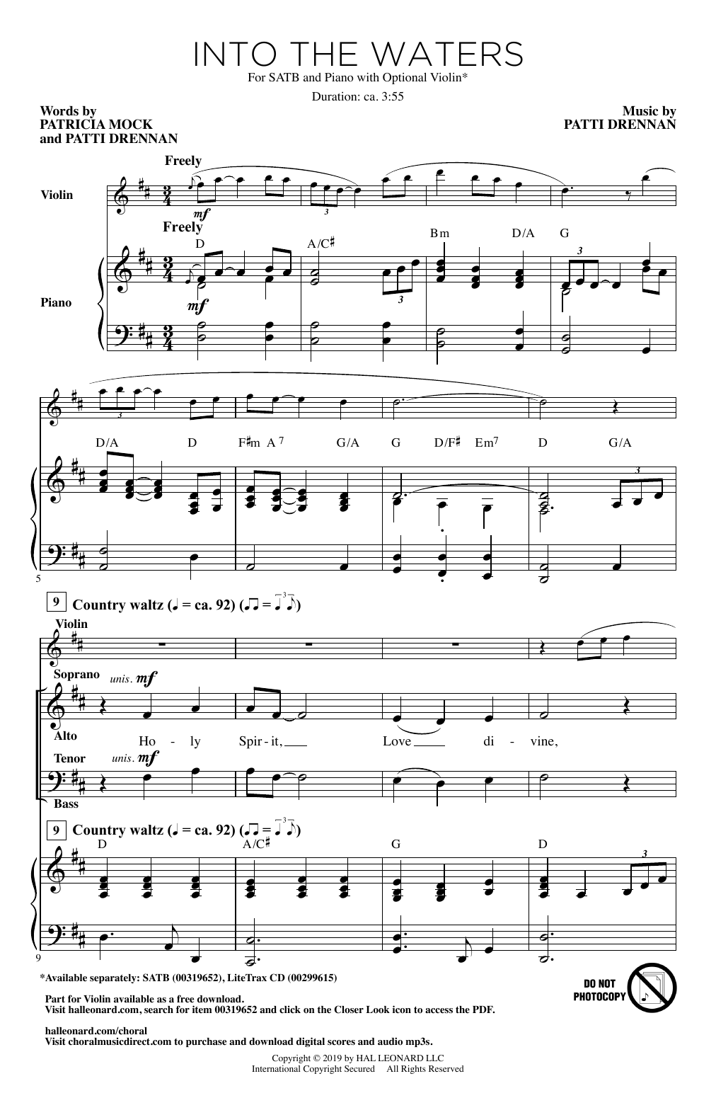 Patricia Mock and Patti Drennan Into The Waters Sheet Music Notes & Chords for SATB Choir - Download or Print PDF