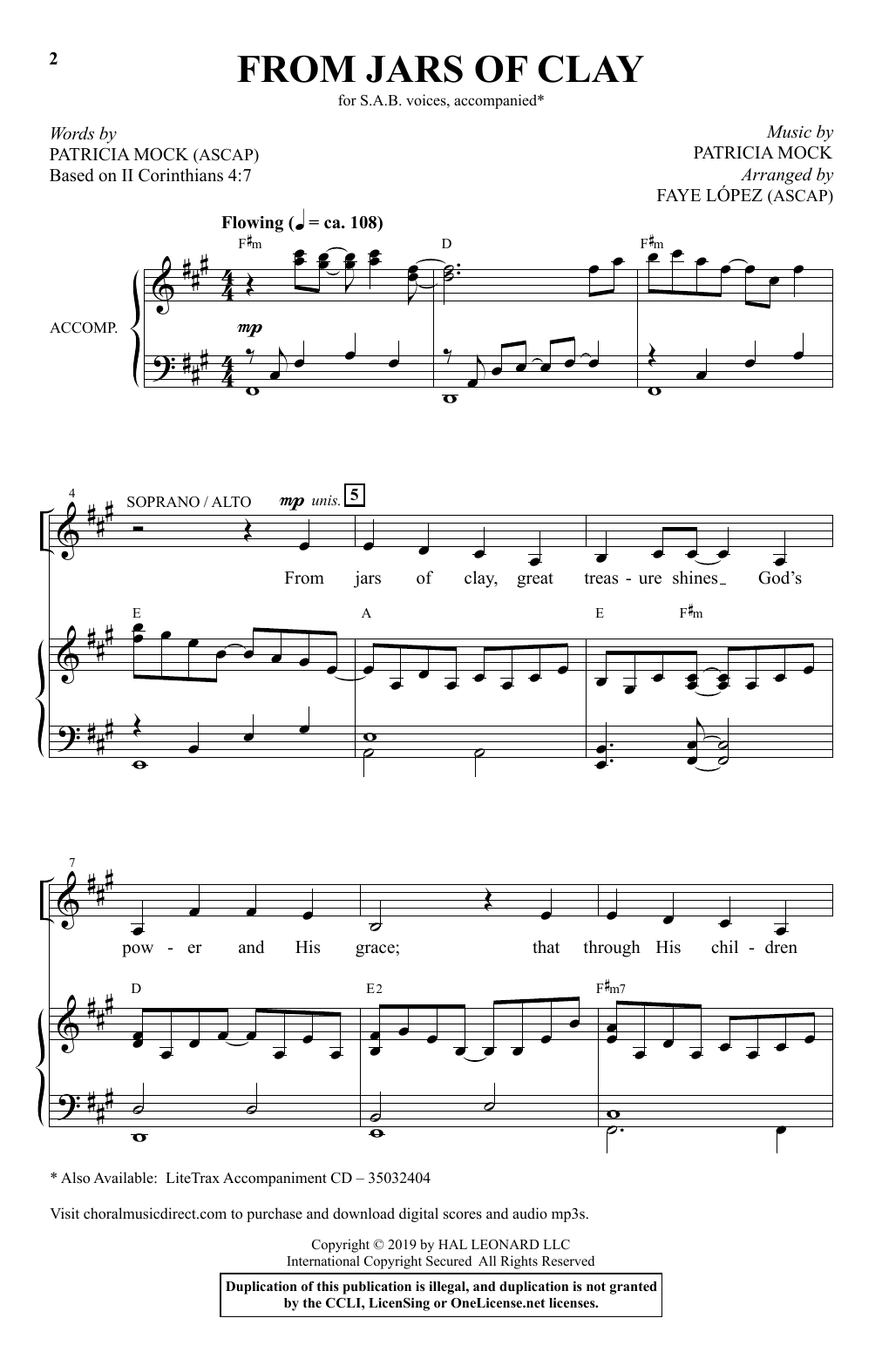 Patricia Mock From Jars Of Clay (arr. Faye Lopez) Sheet Music Notes & Chords for SAB Choir - Download or Print PDF